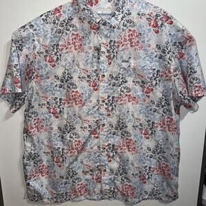Columbia PFG Men’s 2XL XXL Floral Hawaiian Fishing Shirt Short Sleeve Button Ft